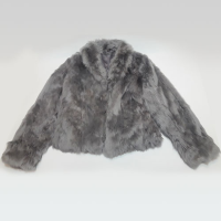 Silver alpaca fur dress coat